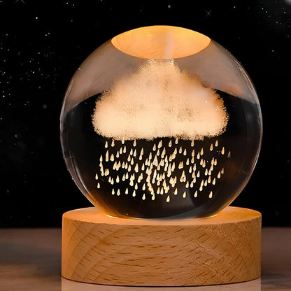 Lichtgevende Kristallen Bol met 3D Gravure Nachtlampje
