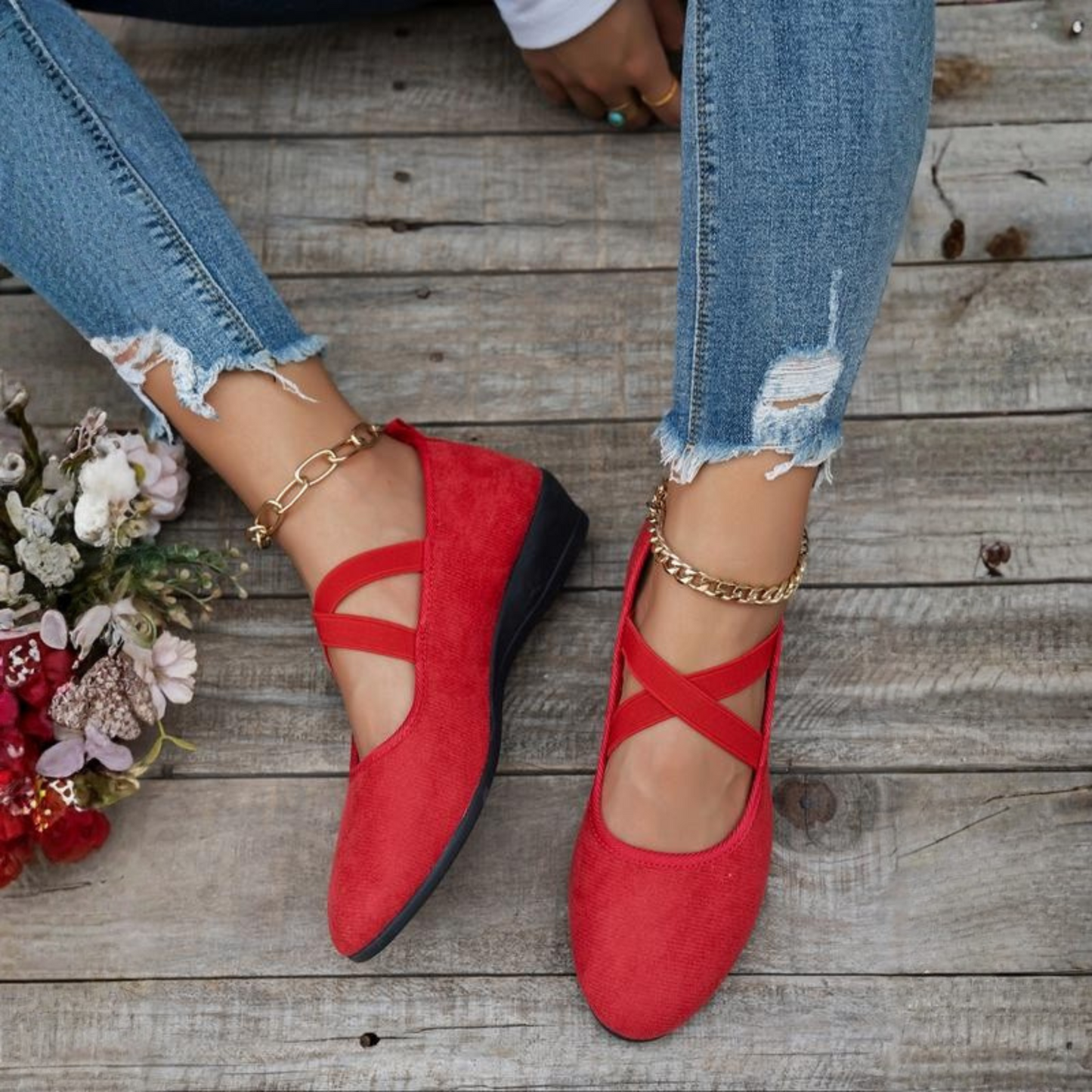 Dames Gesloten Wedge Ballerina's – Comfortabele Pasvorm met Verhoogde Hak voor Dagelijks Gebruik