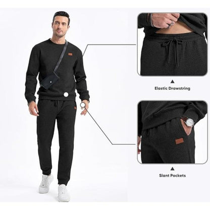 Heren Joggingpak Set Tweedelig – Jacquard Sweater en Broek