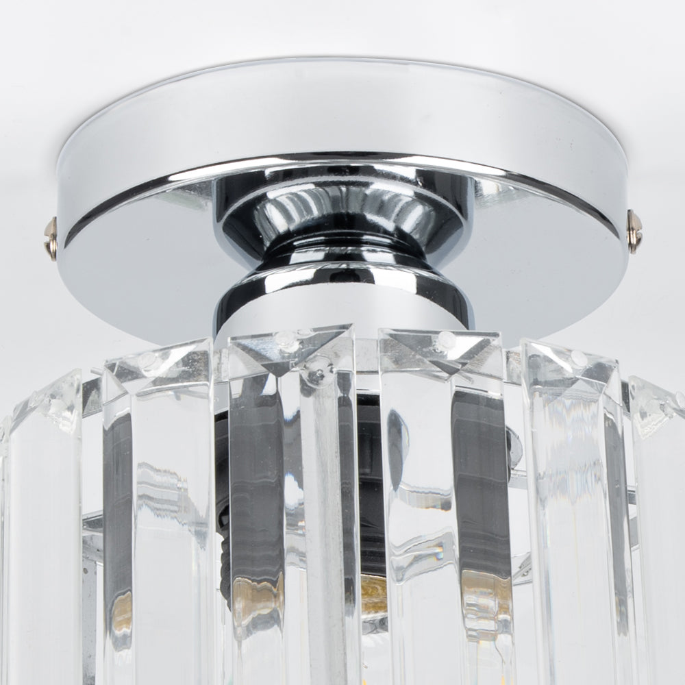 Plafondlamp Zwart met Kristallen Kap - Modern Design voor Hal en Woonkamer