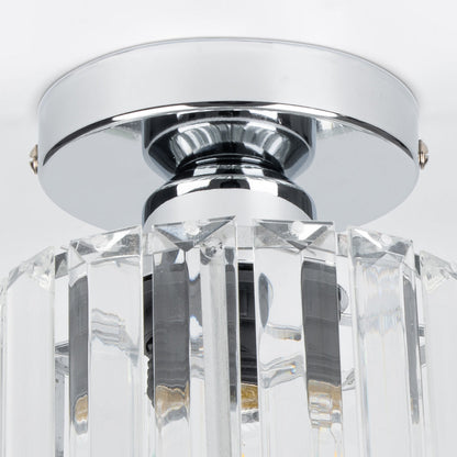 Plafondlamp Zwart met Kristallen Kap - Modern Design voor Hal en Woonkamer