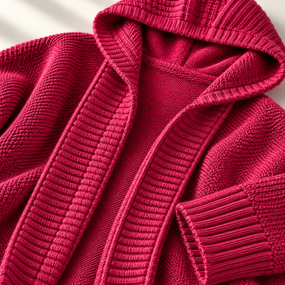 Dames Vest met Capuchon Grof Gebreid Longline Cardigan