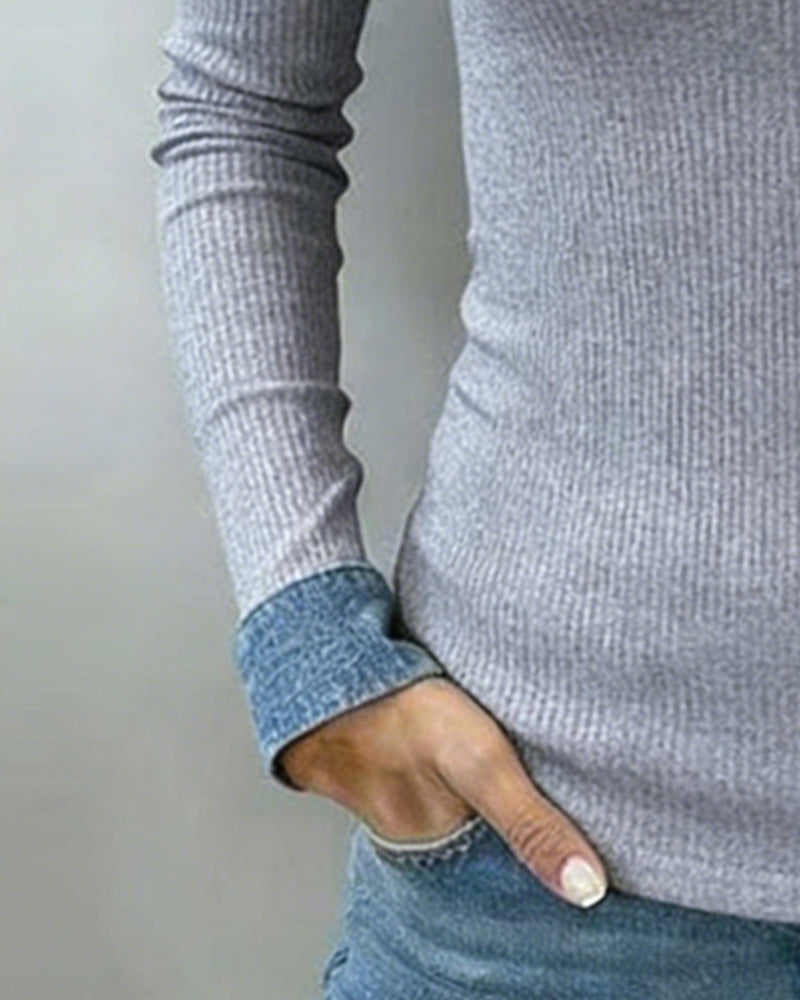 Dames Slim Fit Blouse – Met V-hals en Lange Mouwen voor Casual Gebruik