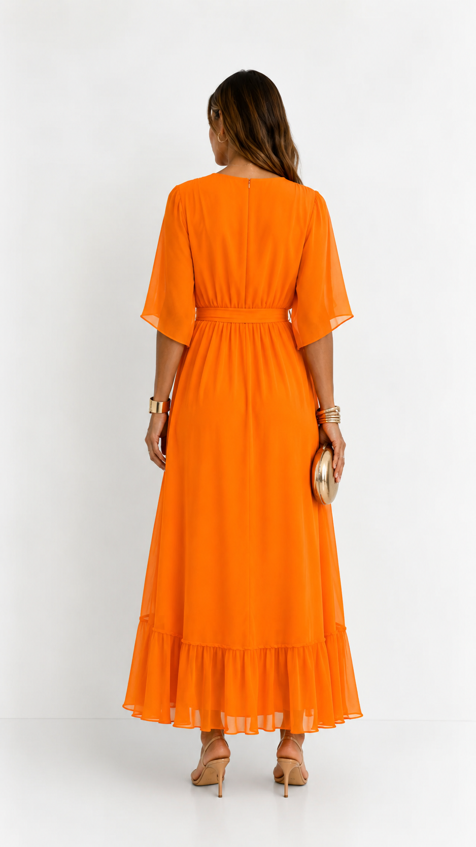 Dames Galajurk Chiffon met Portefeuille-Silhouet