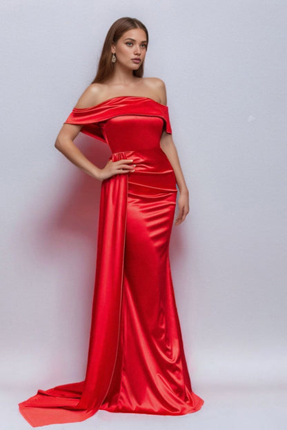 Seraphine - Off-Shoulder Satin Jurk