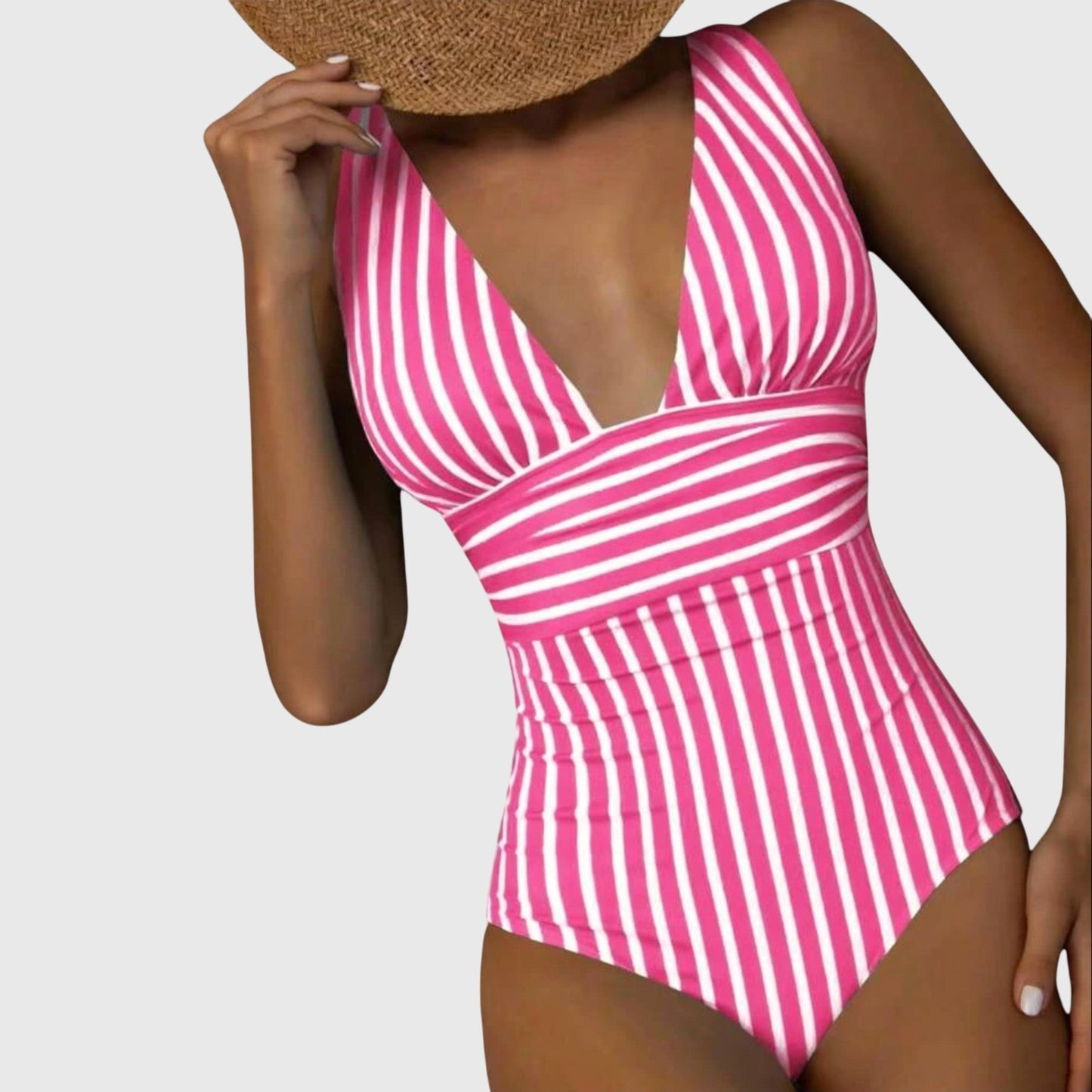 Dames Getailleerd Badpak – V-hals, Geschikt voor Zomer en Strandgebruik