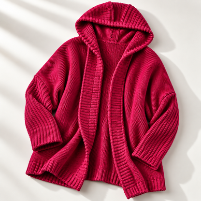 Dames Vest met Capuchon Grof Gebreid Longline Cardigan