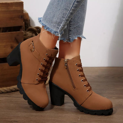 Dames Blokhak Boots – Met Rits, Geschikt voor Casual en Dagelijks Gebruik