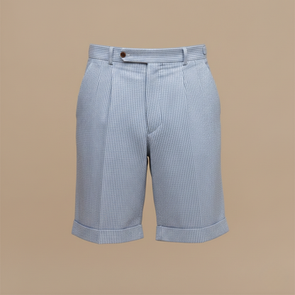 Heren High-Waisted Chino Shorts – Enkele Plooien, Turn-Up Zoom, Geschikt voor Casual Zomergebruik
