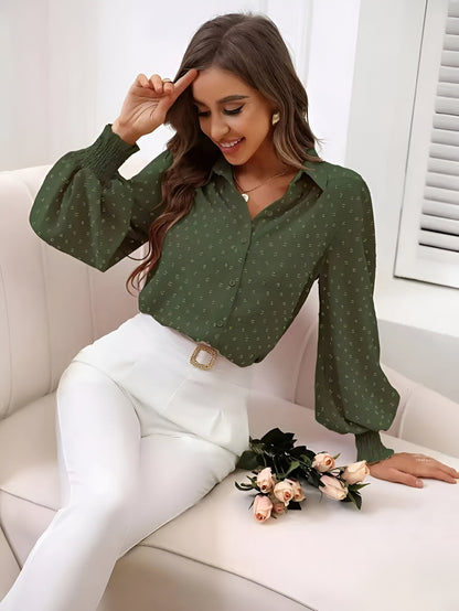 Bonnie - Blouse met Swiss Dot en Lantaarnmouwen
