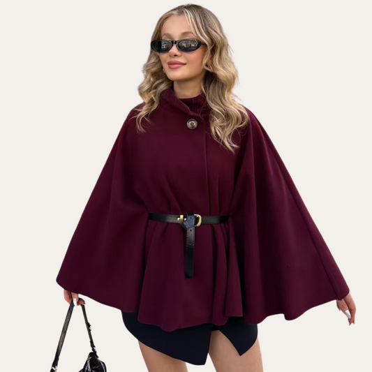 Dames Oversized Wol Cape Mantel – Grijs, Warm en Elegant voor Herfst en Winter