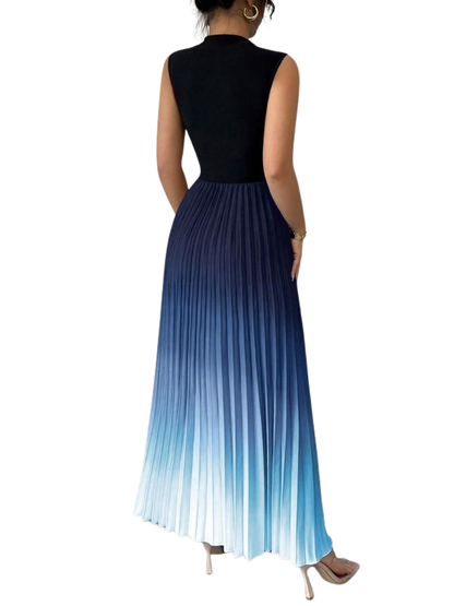 Dames Maxi Jurk Geplooid met Col