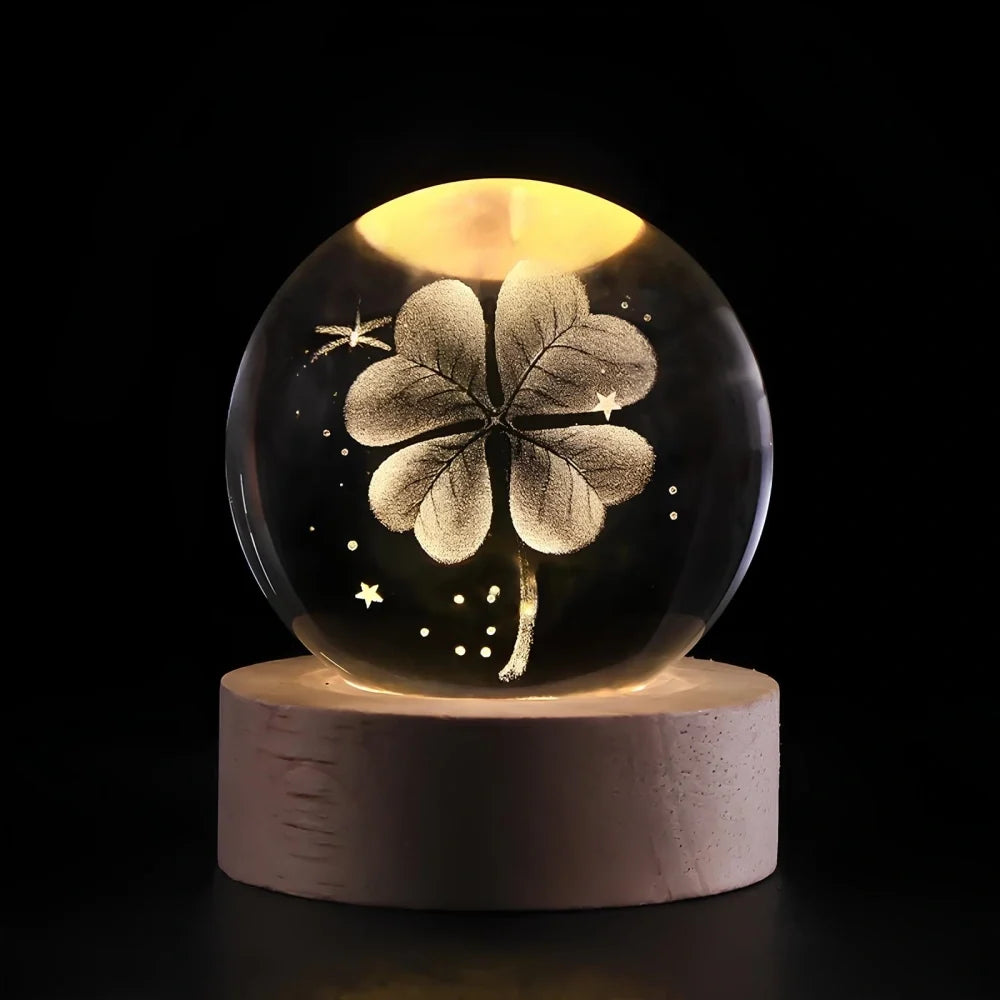 Lichtgevende Kristallen Bol met 3D Gravure Nachtlampje