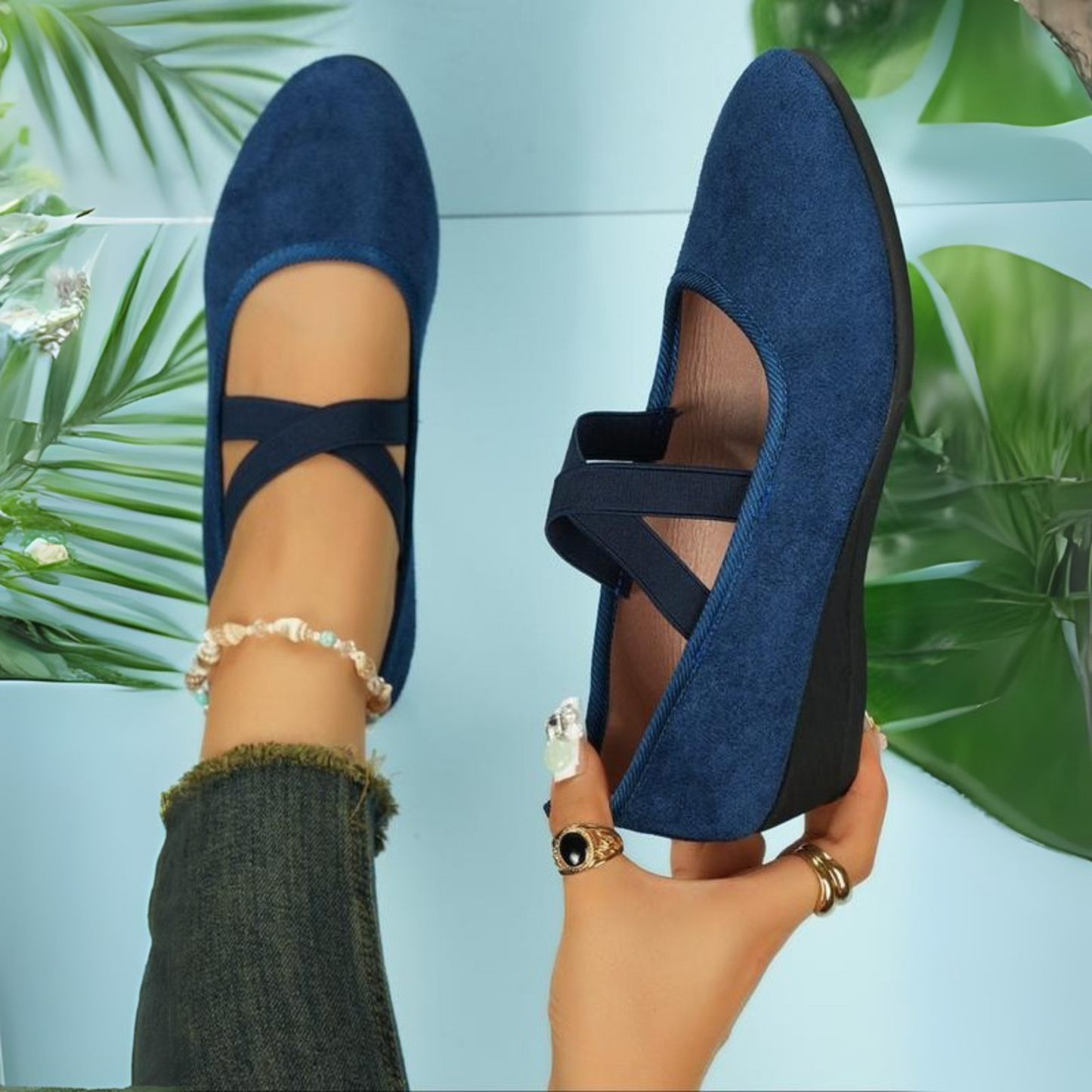 Dames Gesloten Wedge Ballerina's – Comfortabele Pasvorm met Verhoogde Hak voor Dagelijks Gebruik