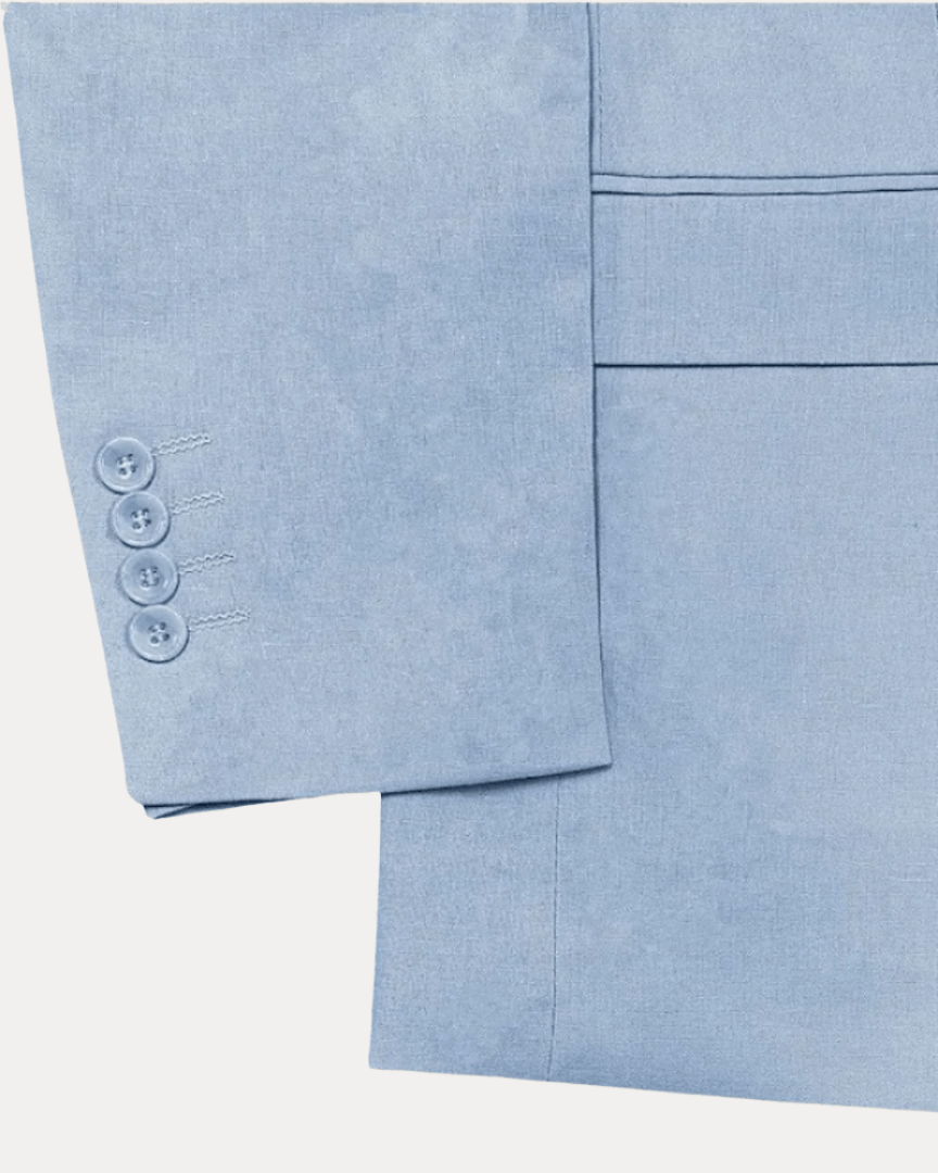 Heren Pak Slim Fit Linnen Colbert met Broek – Enkelrij Twee Knopen