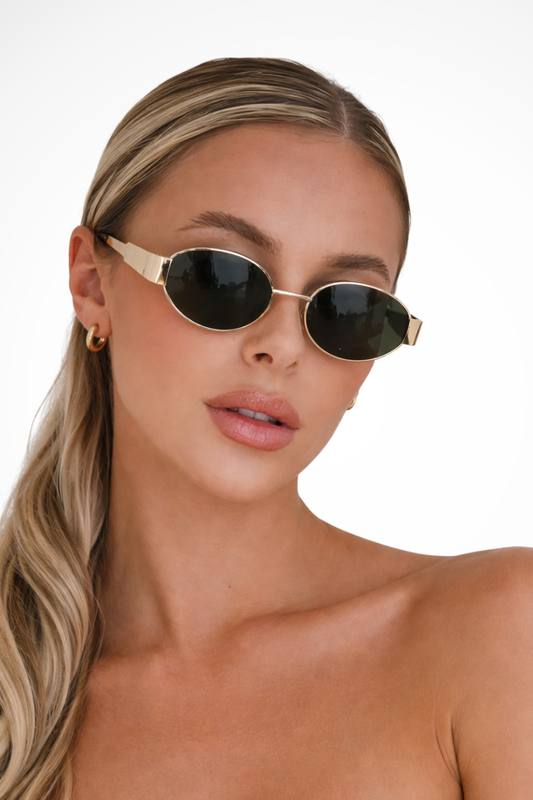 Dames Zonnebril Ovaal Metalen Frame – Getinte Glazen