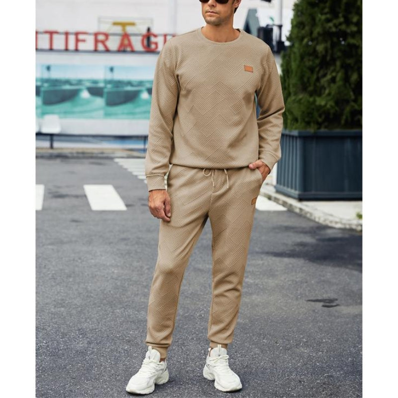 Heren Joggingpak Set Tweedelig – Jacquard Sweater en Broek