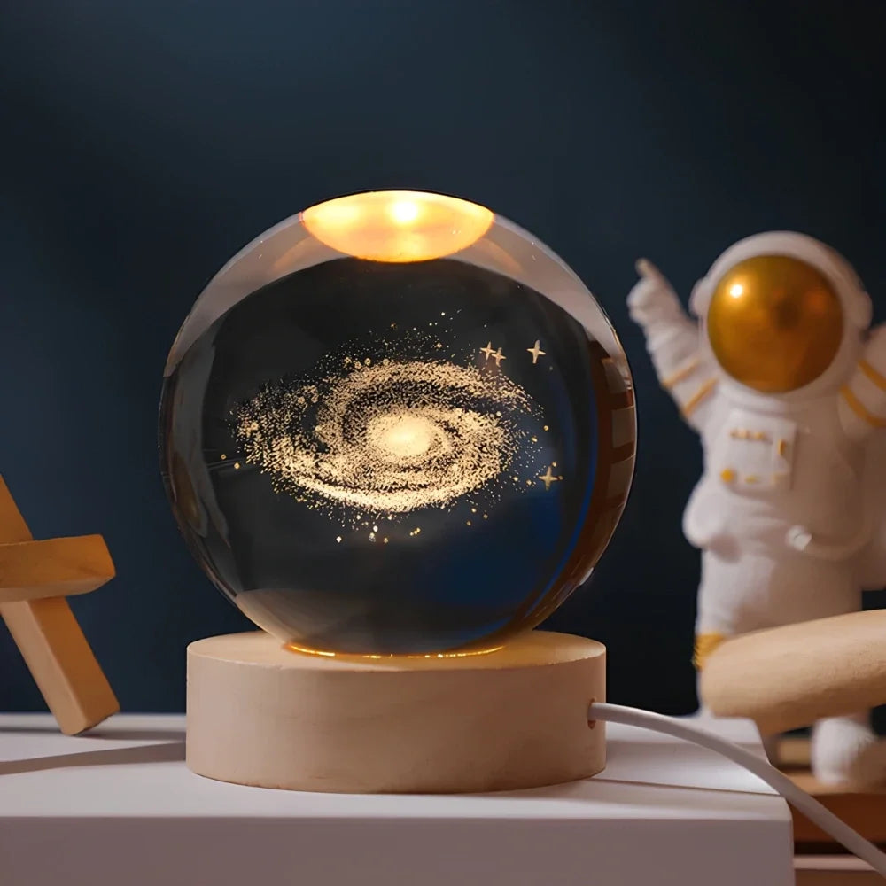 Lichtgevende Kristallen Bol met 3D Gravure Nachtlampje