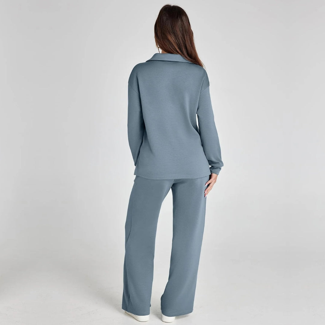 Dames Loungewear Set met V-halssweater en Wijde Comfybroek