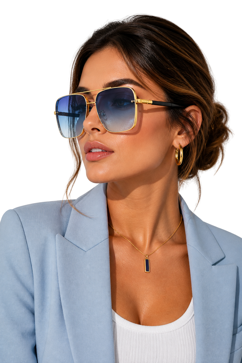 Dames Retro Aviator Zonnebril met Goudkleurig Montuur en UV400 Gradiëntglas