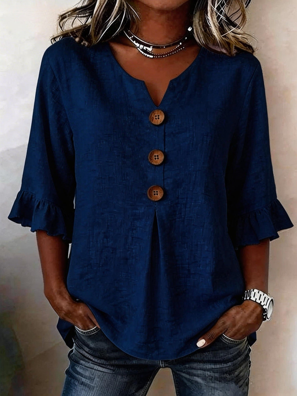Dames Blouse Lange Mouw met Ruches