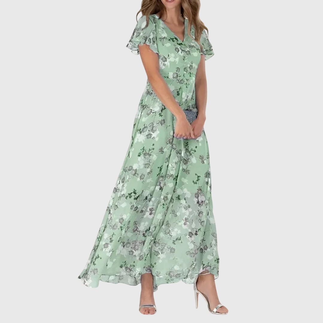 Dames Maxi Jurk Bloemenprint V-Hals - Lange Zomerjurk