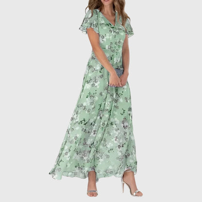 Dames Maxi Jurk Bloemenprint V-Hals - Lange Zomerjurk