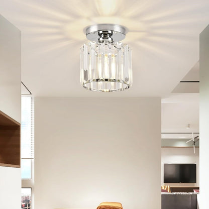Plafondlamp Zwart met Kristallen Kap - Modern Design voor Hal en Woonkamer