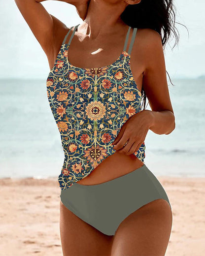 Nadine - Printed Tankini met Dubbele Bandjes