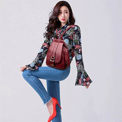 Dames Casual Schoudertas – Leer, Elegante Rugzak voor Dagelijks Gebruik