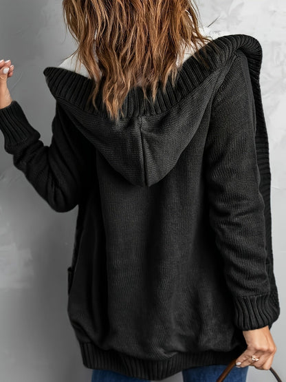 Jocasta™ | Women's Hooded Button Front Knit Cardigan with Pockets