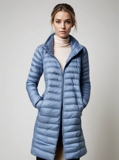 Dames Lange Pufferjas met Capuchon – Zwart, Waterafstotend, Ideaal voor Koude Dagen en Casual Outfits