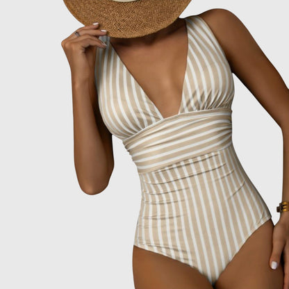 Dames Getailleerd Badpak – V-hals, Geschikt voor Zomer en Strandgebruik