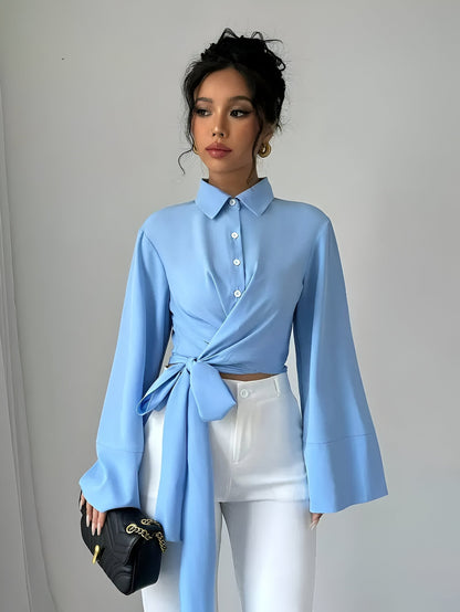 Bodi - Crop Top met Strik en Klokmouwen