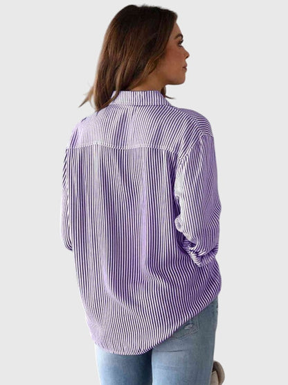 Dames Blouse Gestreept met Strik en Kraag