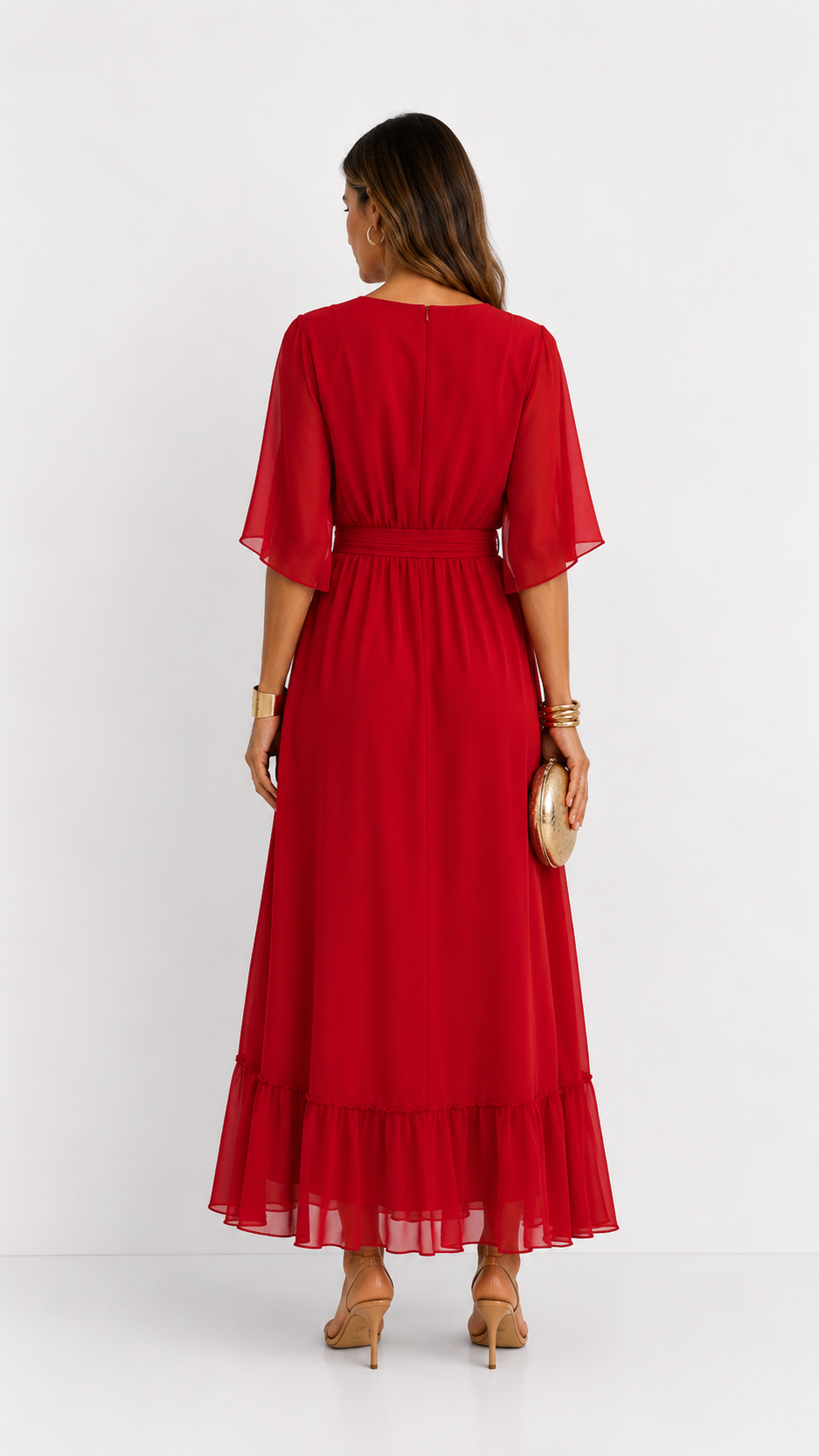 Dames Galajurk Chiffon met Portefeuille-Silhouet