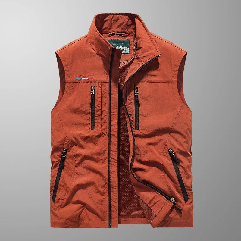 Heren Bodywarmer Mouwloos met Opstaande Kraag en Ritszakken