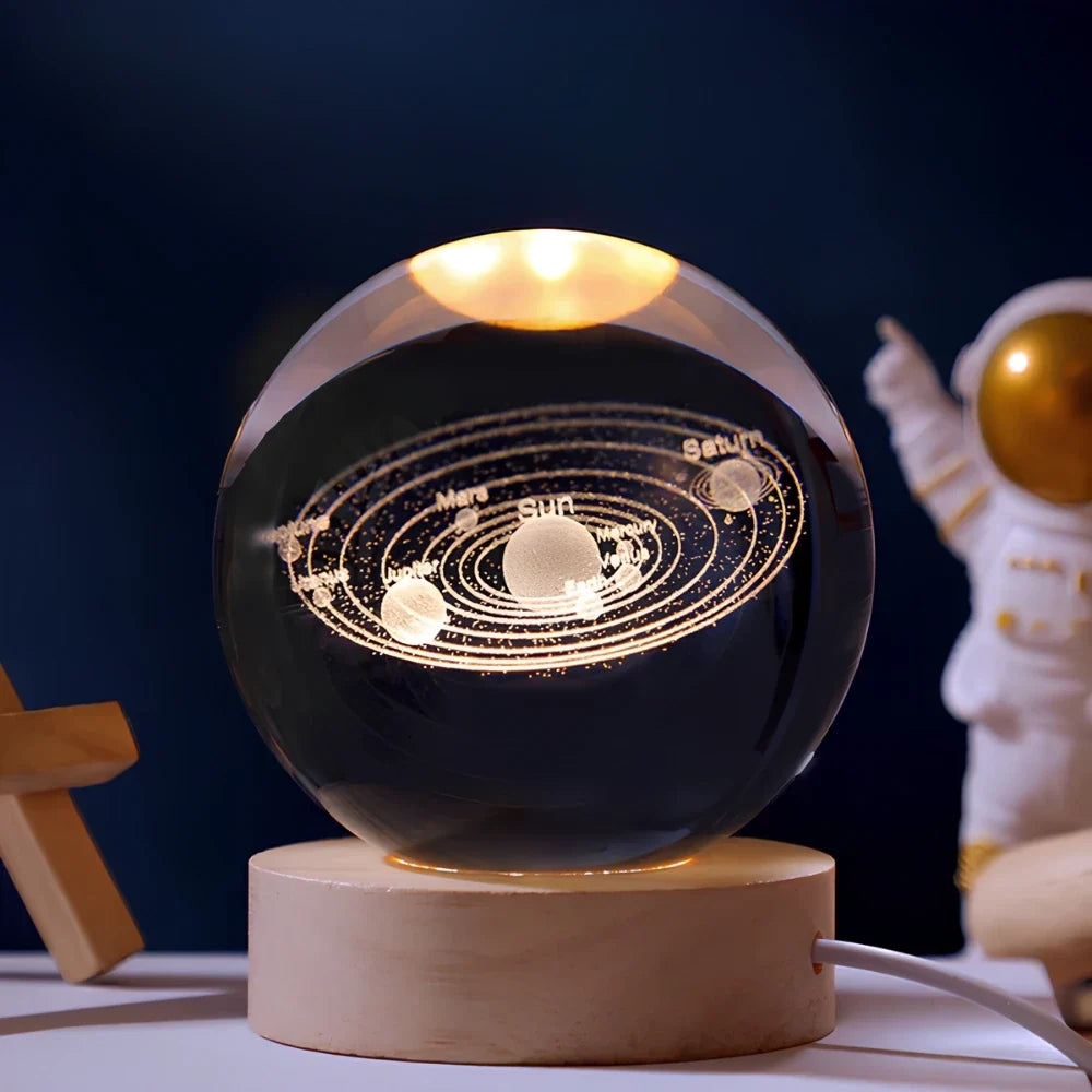 Lichtgevende Kristallen Bol met 3D Gravure Nachtlampje