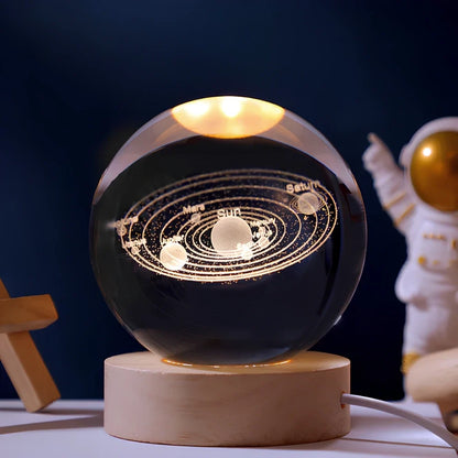 Lichtgevende Kristallen Bol met 3D Gravure Nachtlampje