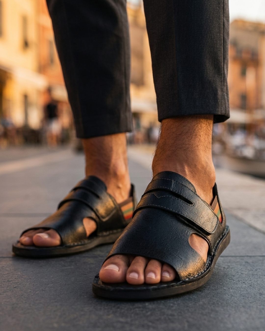 Heren Orthopedische Sandalen Leer met Open Neus