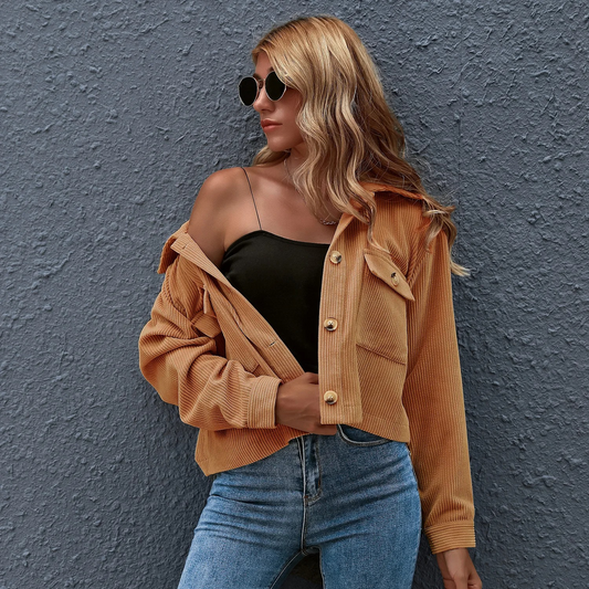 Livia - Modieuze Corduroy Jas