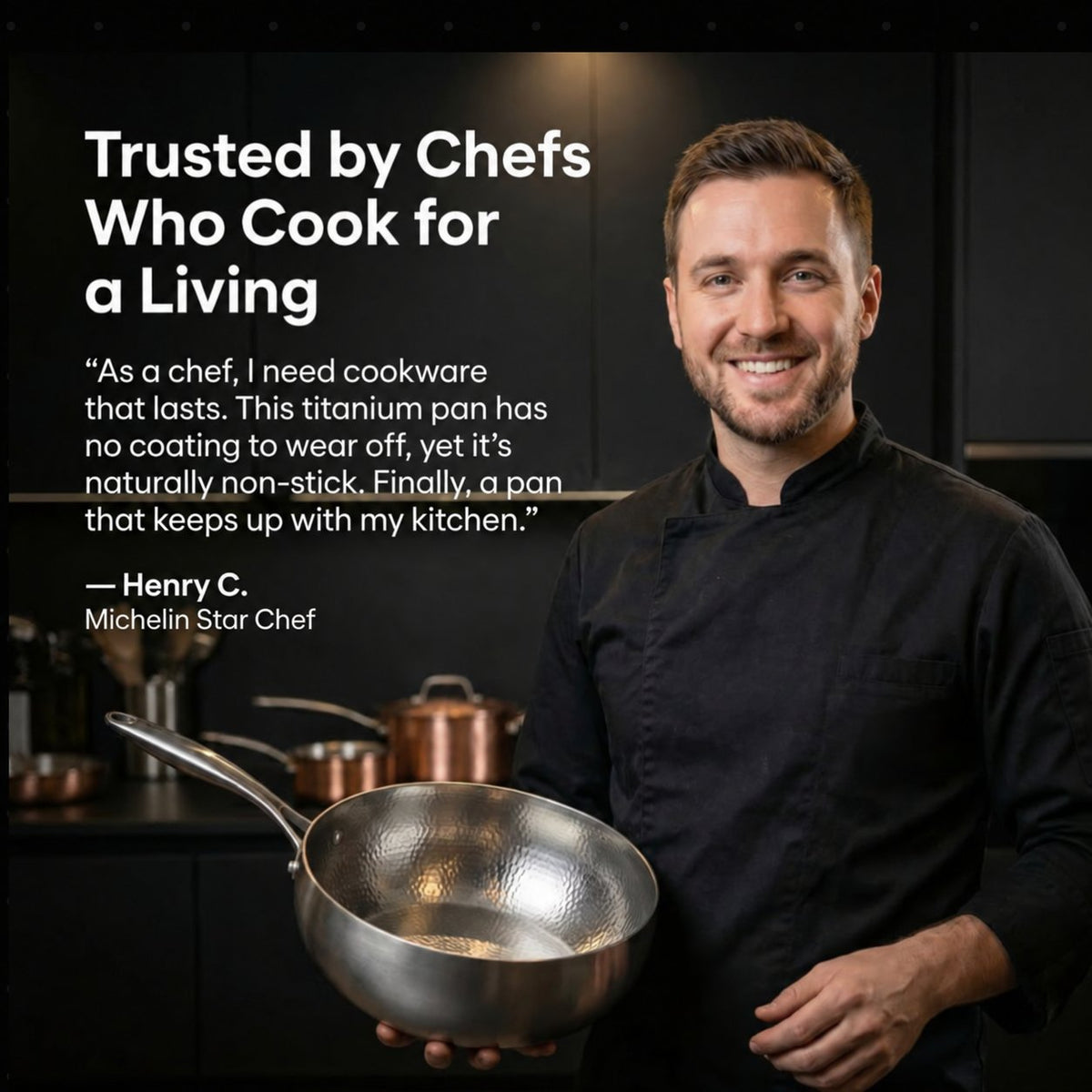Henry C., Michelin Star Chef, met de titanium pan