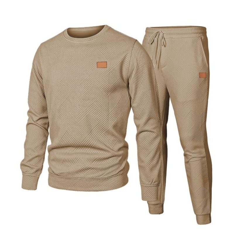 Heren Joggingpak Set Tweedelig – Jacquard Sweater en Broek