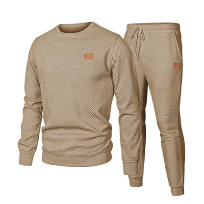 Heren Joggingpak Set Tweedelig – Jacquard Sweater en Broek