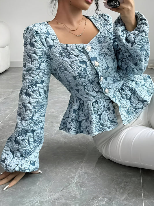 Benja - Elegante Bloementop met Ruches