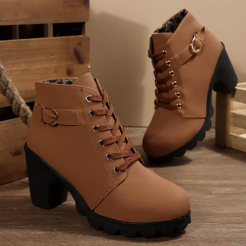 Dames Blokhak Boots – Met Rits, Geschikt voor Casual en Dagelijks Gebruik