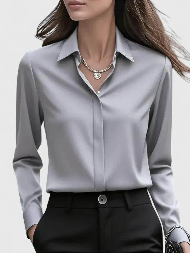 Dames Blouse met Verborgen Knopensluiting voor Kantoor