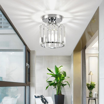 Plafondlamp Zwart met Kristallen Kap - Modern Design voor Hal en Woonkamer