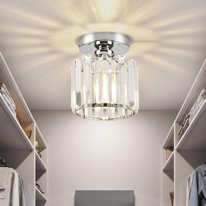 Plafondlamp Zwart met Kristallen Kap - Modern Design voor Hal en Woonkamer