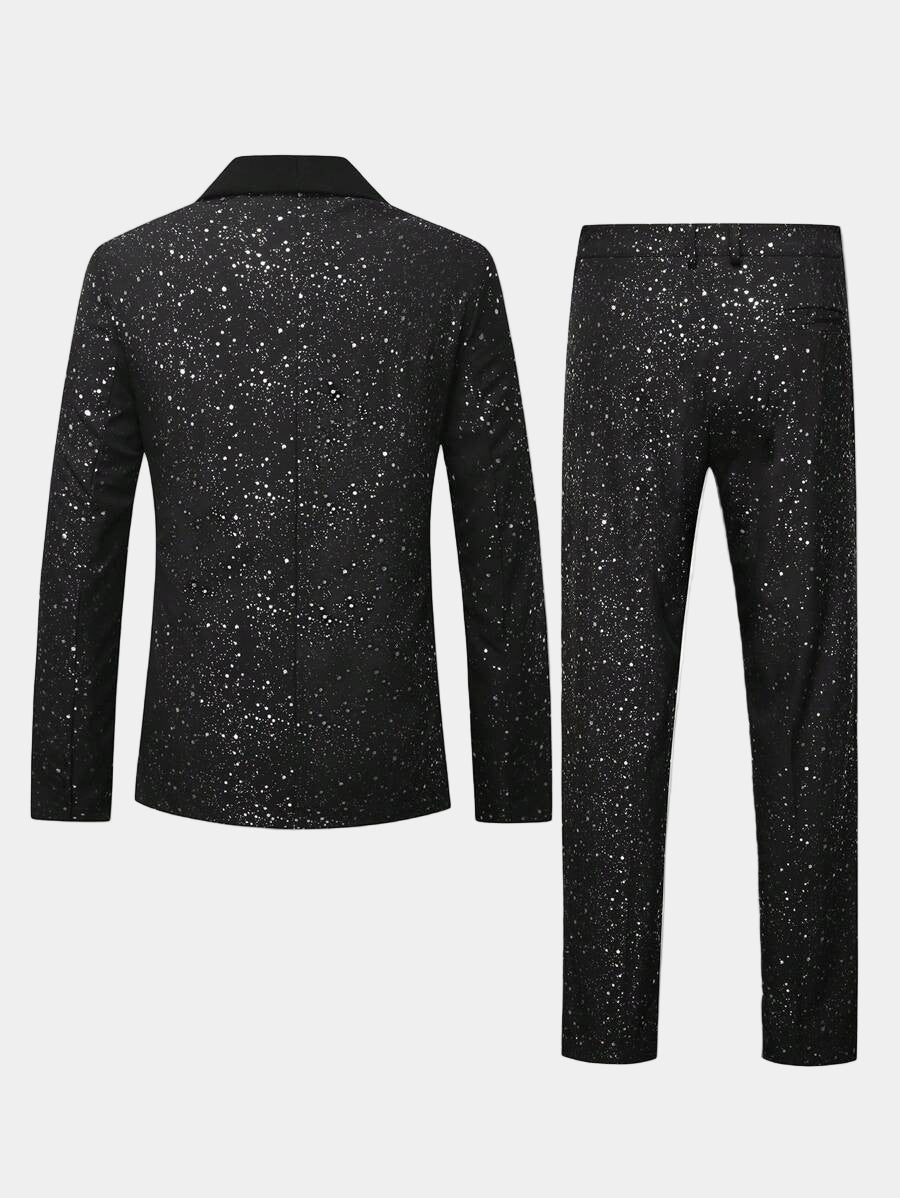 Heren Glitter Pak Colbert en Broek - Zwart